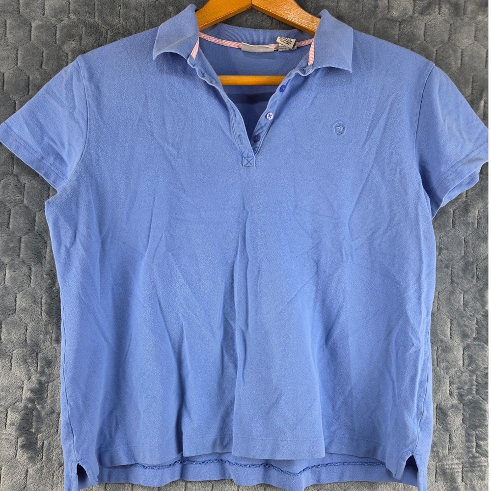 Duck Head Woman Blue‎ Short Sleeve Polo Shirt Cotton Stretch Plus Size 1X Logo